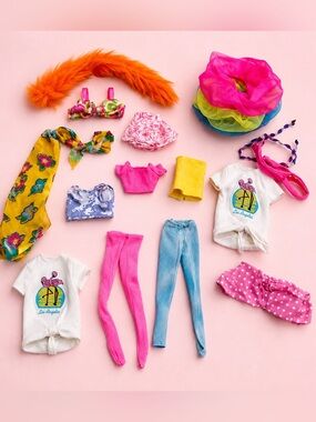 Vintage Barbie 90s Outfit & Clothes Lot Mermaid, Flamingo, Baseball, Ken & Denim